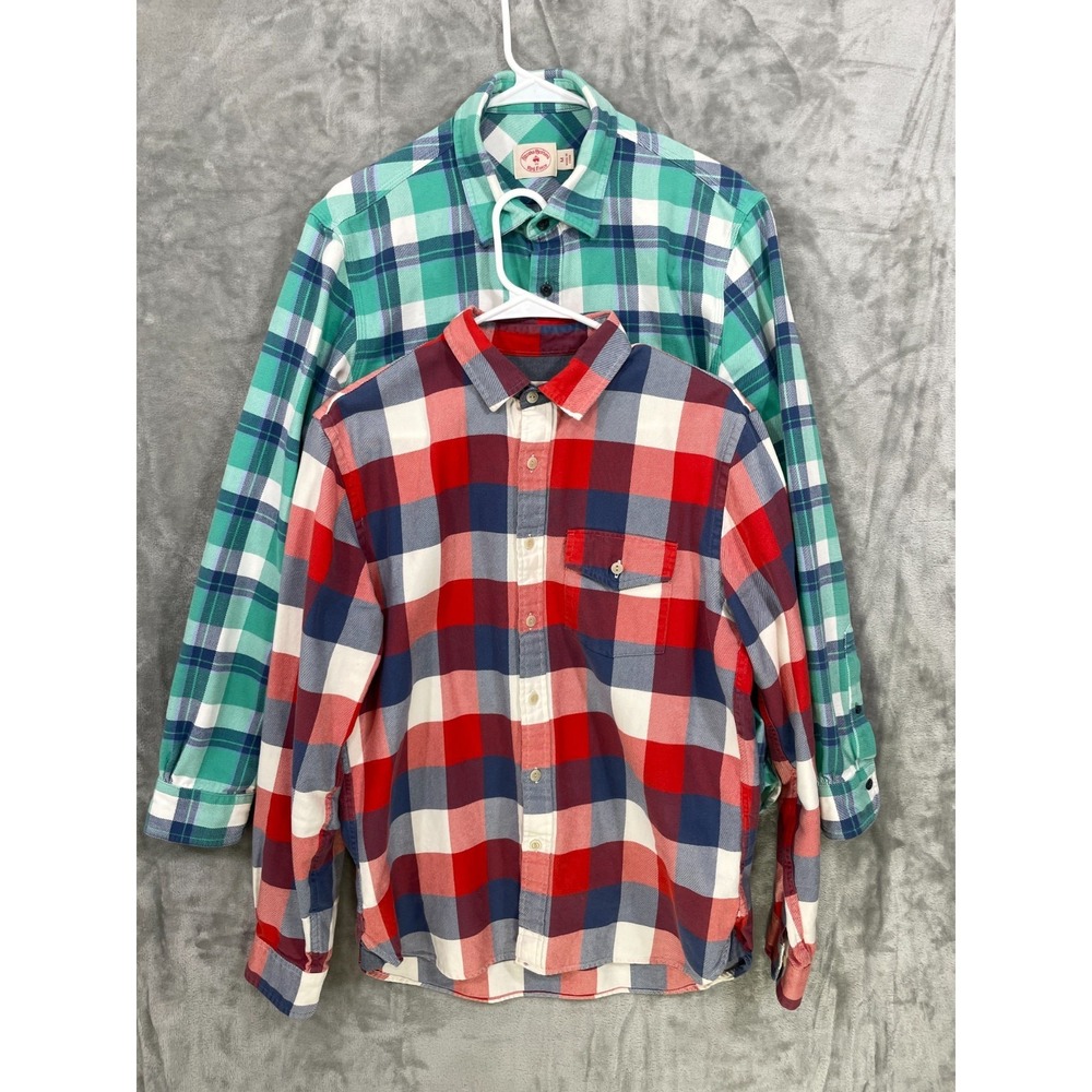 Brooks Brothers Red Fleece‎ Lot of 2 Shirts Men's Sz M Plaid Button Down Flannel
